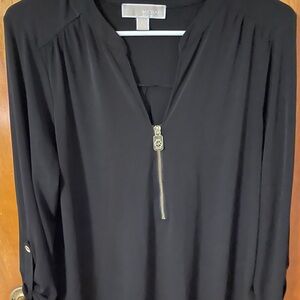 Michael Kors Black Blouse with Gold Zipper